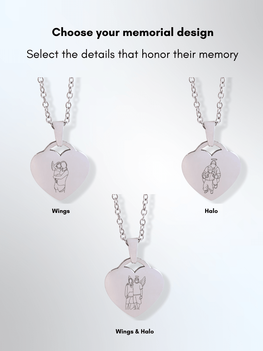 Memorial Custom Engraved Photo Heart Necklace