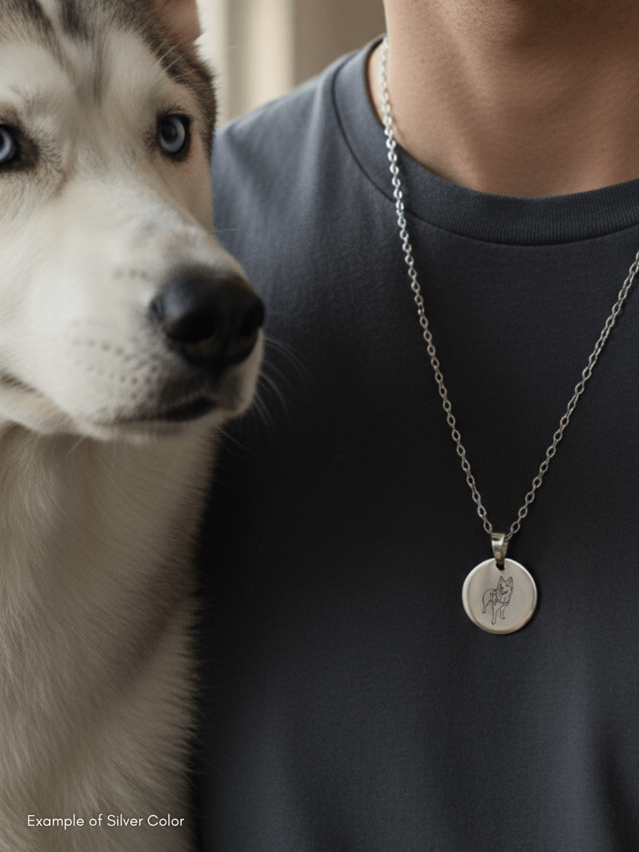 Pet Photo Engraved Circle Necklace