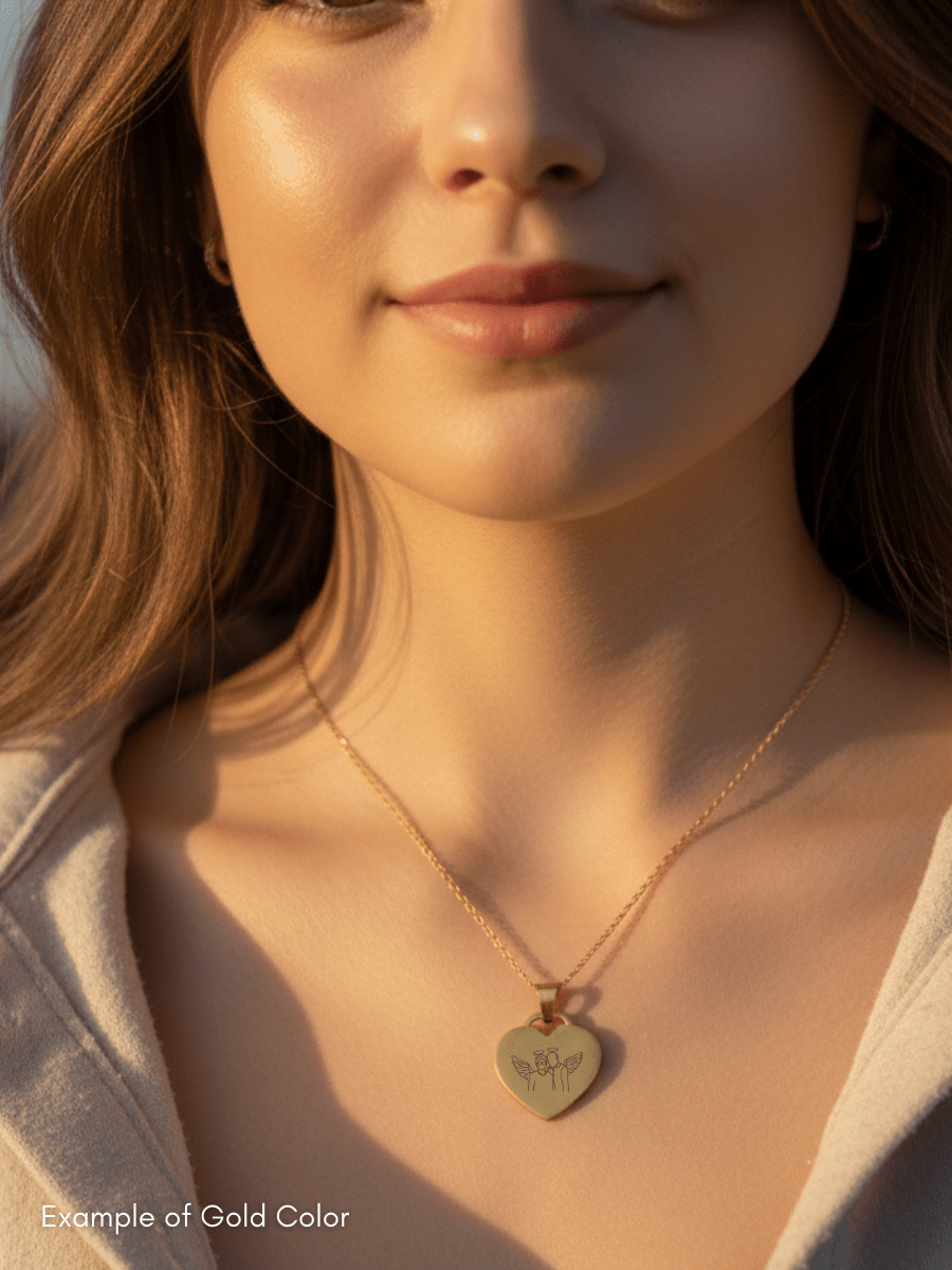 Memorial Custom Engraved Photo Heart Necklace