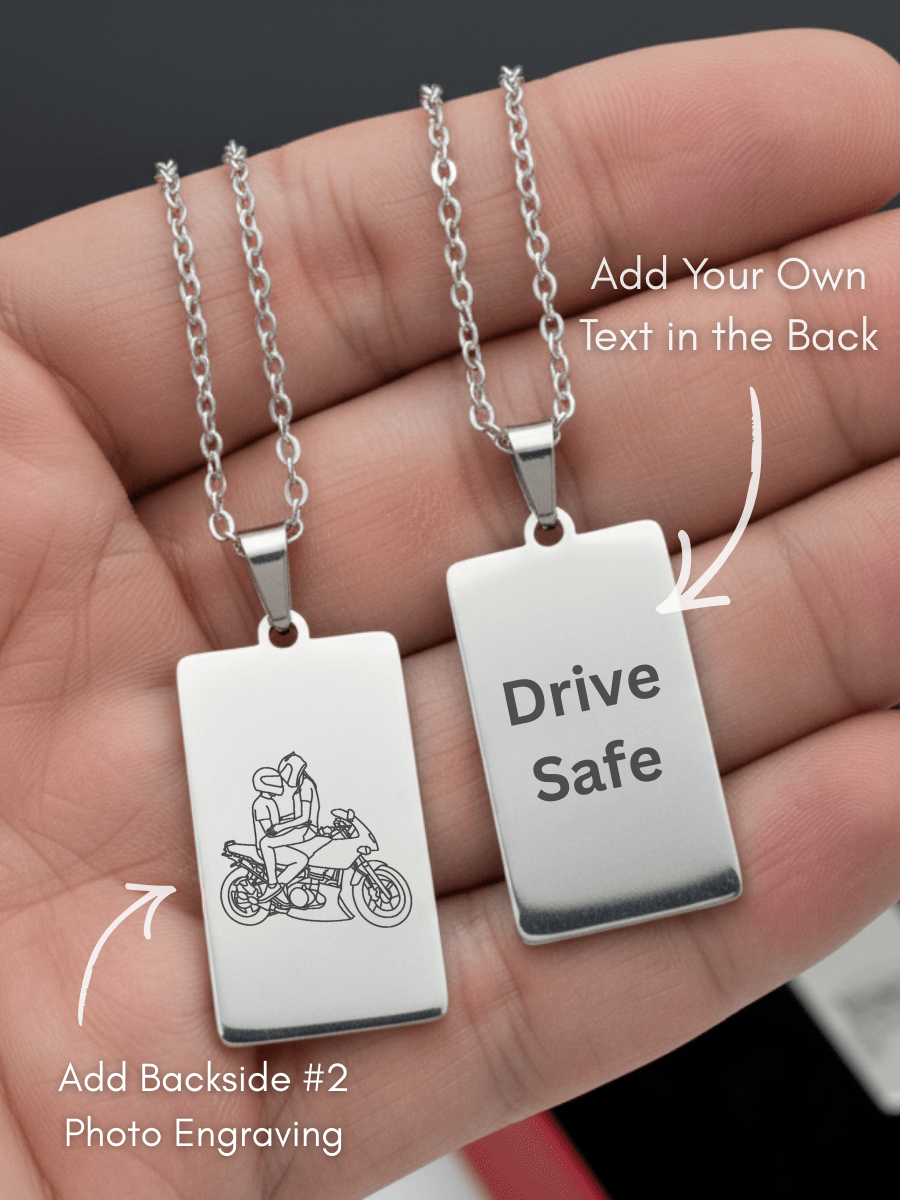 Automobile Custom Engraved Photo Tag Necklace