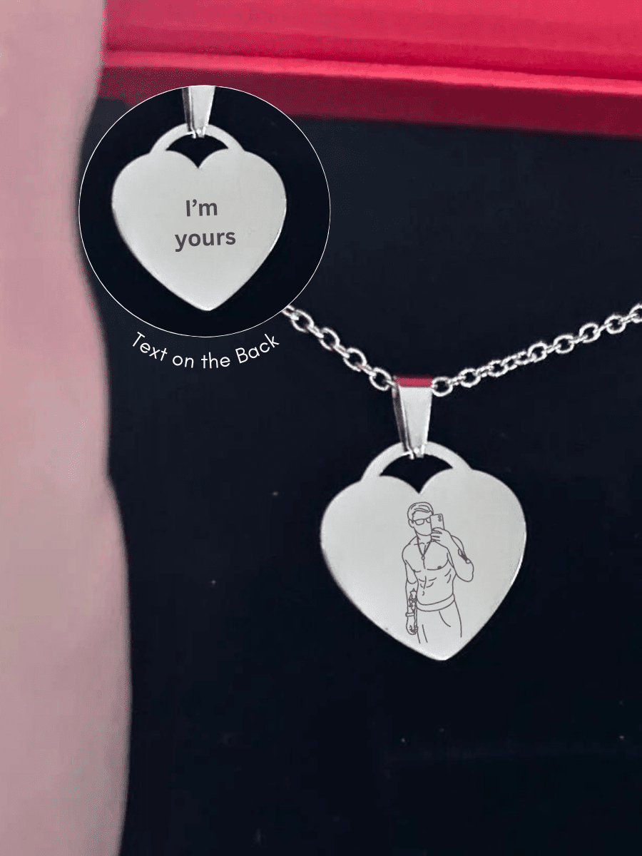Spicy Custom Engraved Photo Heart Necklace