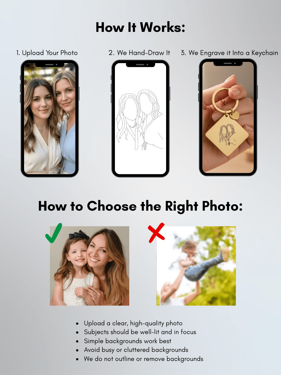 Mom Custom Engraved Photo Keychain