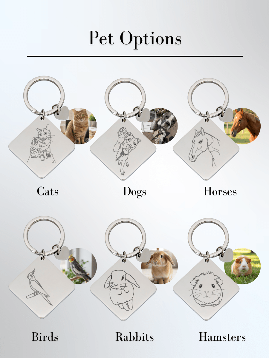 Pet Photo Engraved Keychain