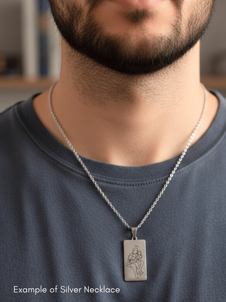 Memorial Custom Engraved Photo Tag Necklace