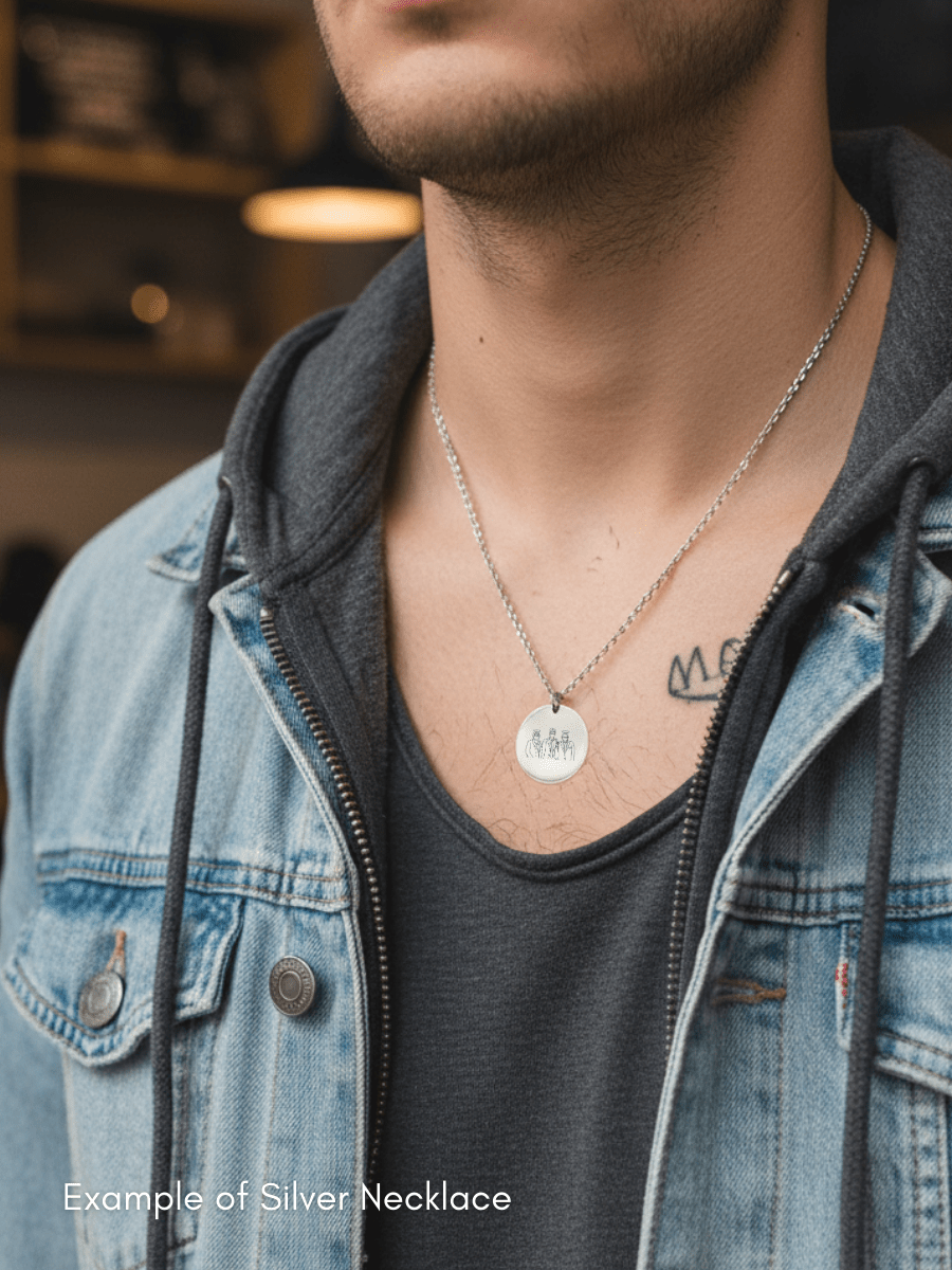 Memorial Custom Engraved Photo Circle Necklace