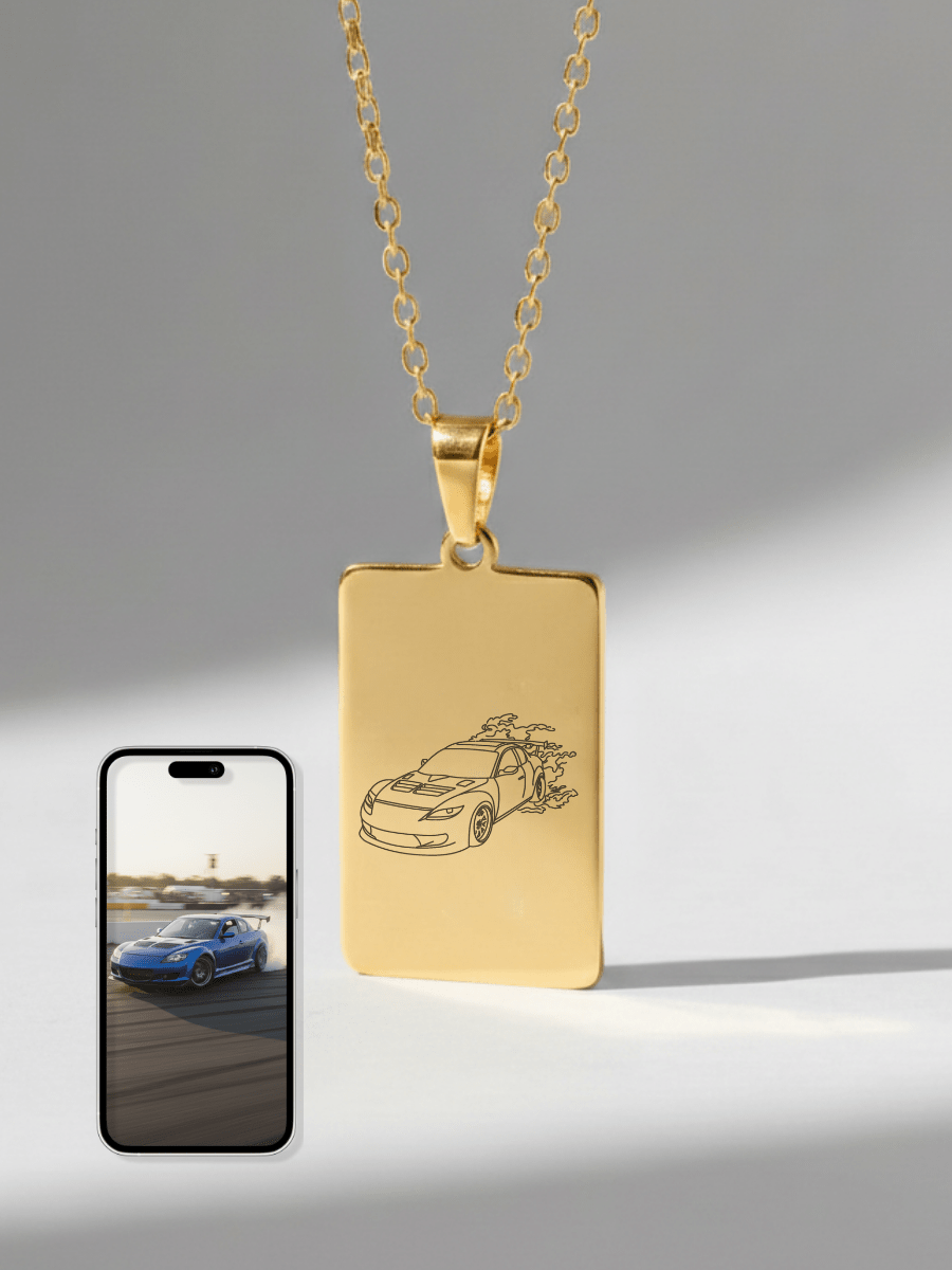 Automobile Custom Engraved Photo Tag Necklace