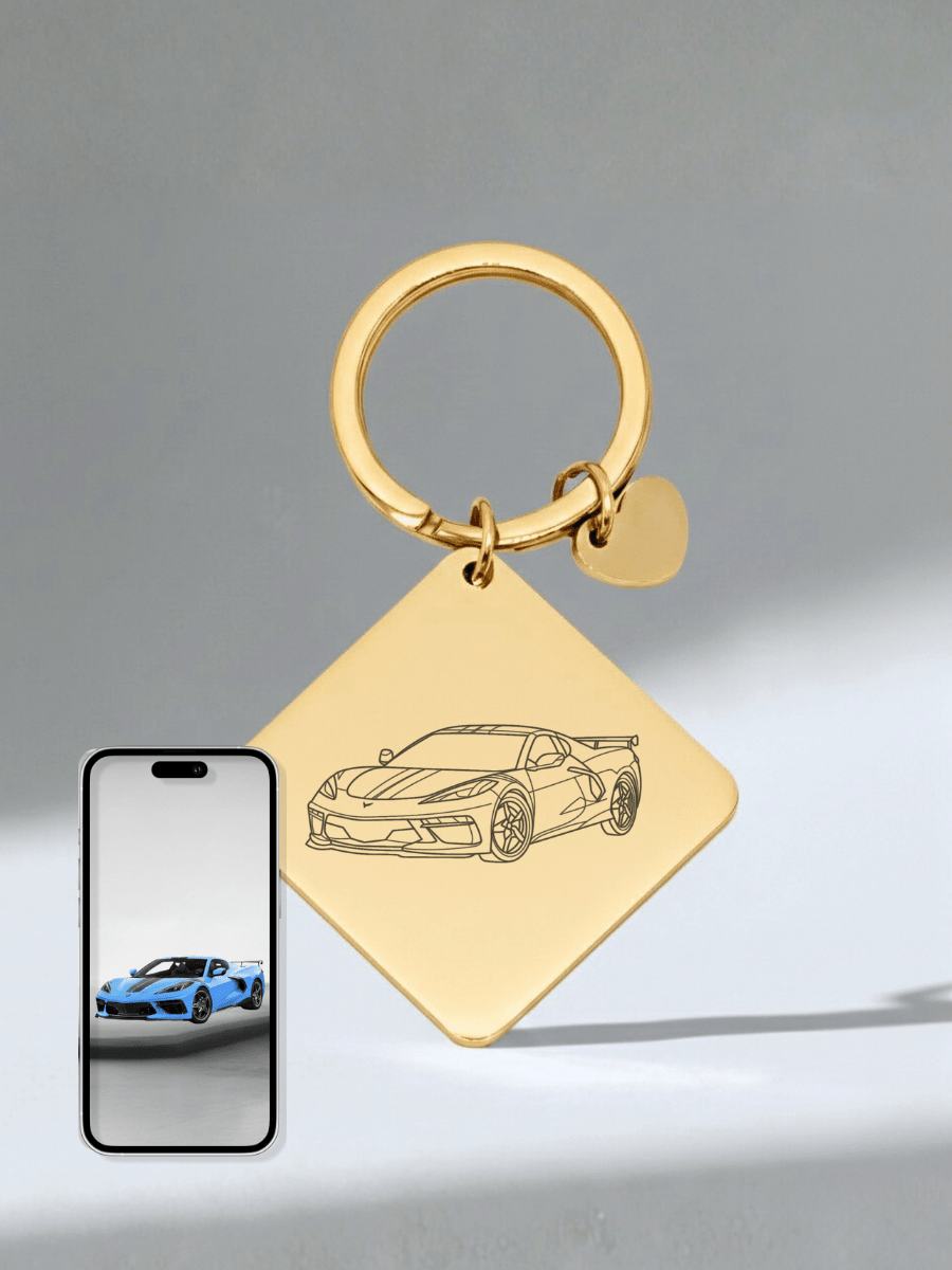 Automobile Custom Engraved Photo Keychain