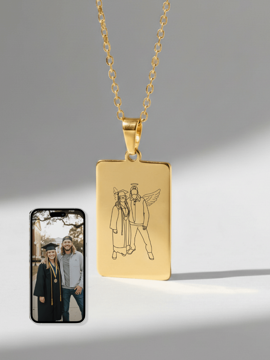 Memorial Custom Engraved Photo Tag Necklace