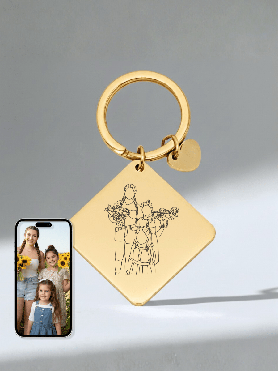 Mom Custom Engraved Photo Keychain