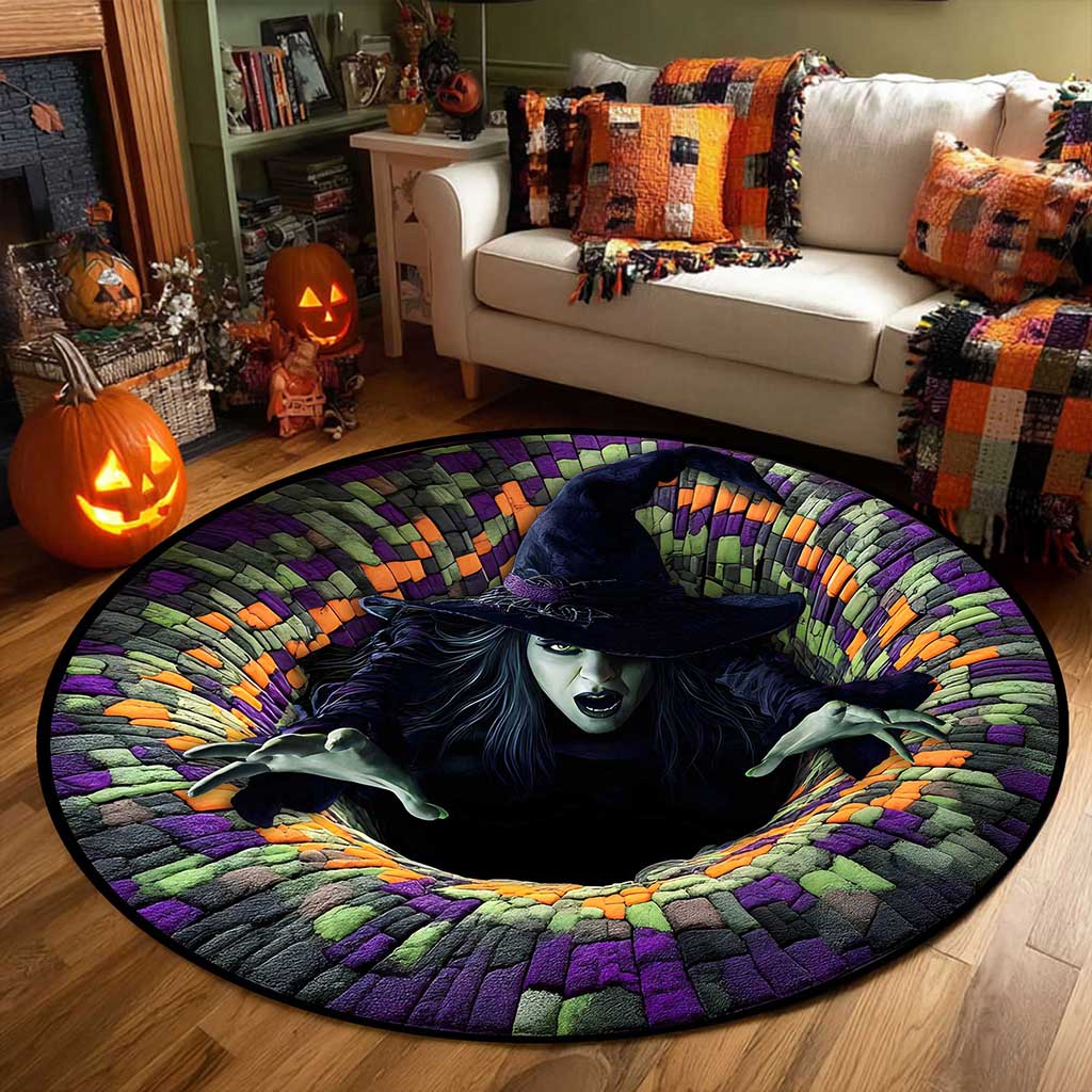 Witch Halloween 3D Printed Rug, Halloween Round Mat, Halloween Home Decor UKTZ5150904