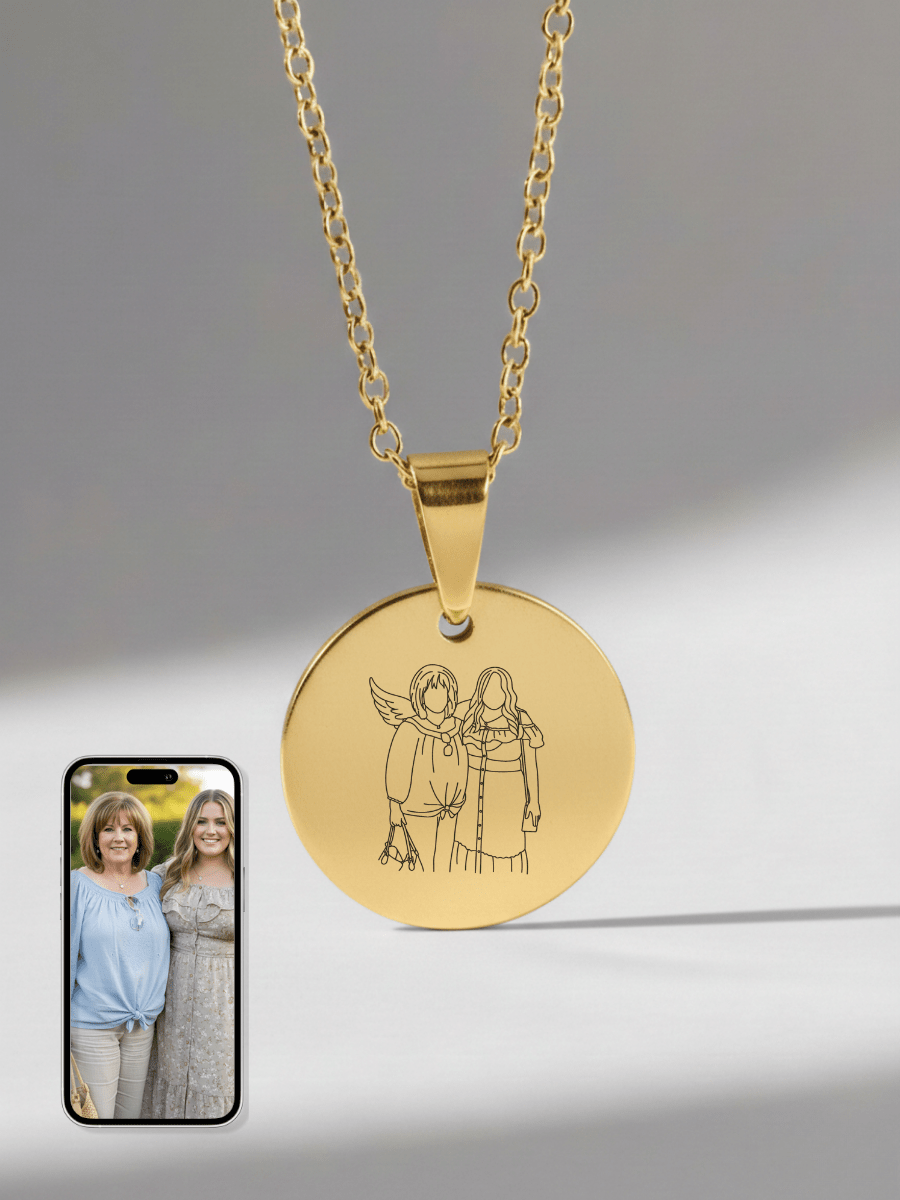 Memorial Custom Engraved Photo Circle Necklace