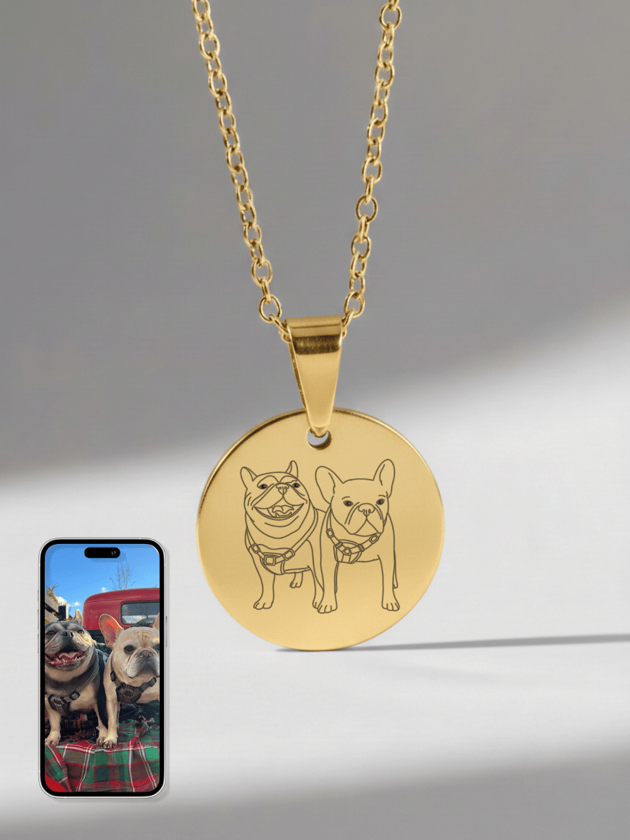 Pet Photo Engraved Circle Necklace