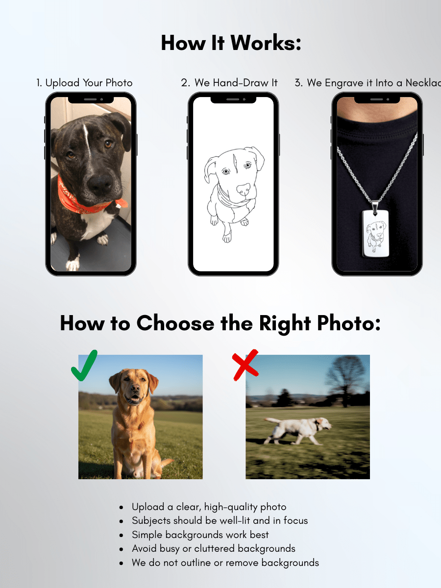 Pet Photo Engraved Tag Necklace