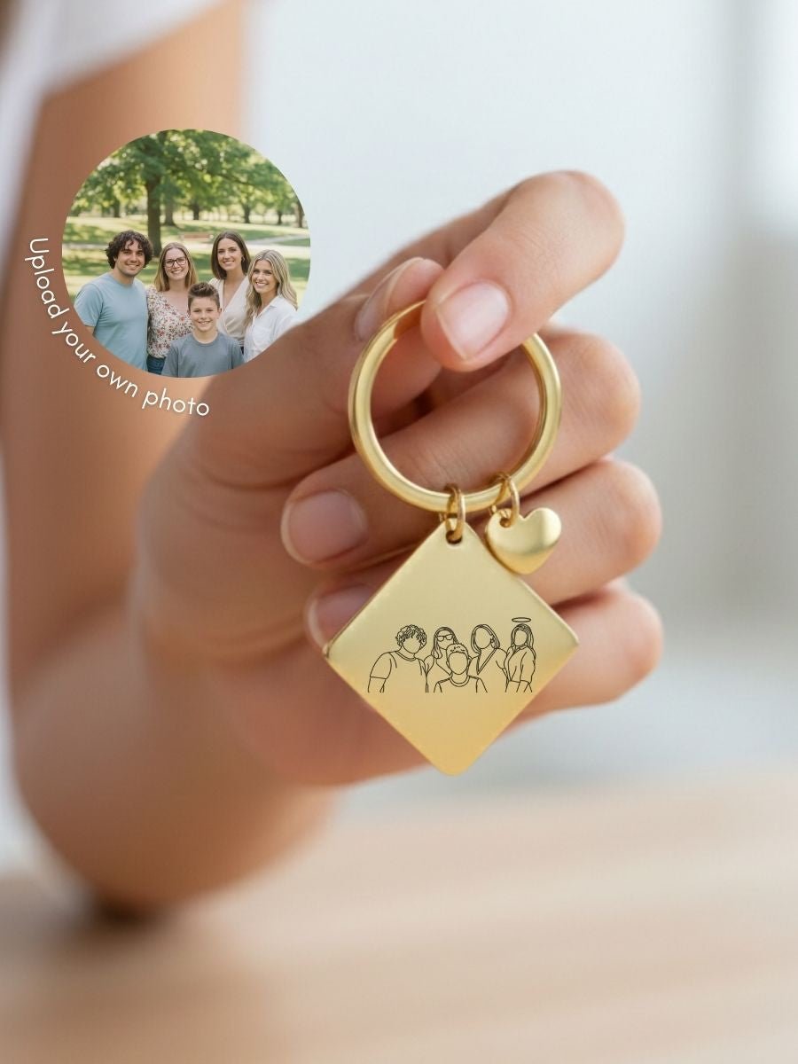 Memorial Custom Engraved Photo Keychain