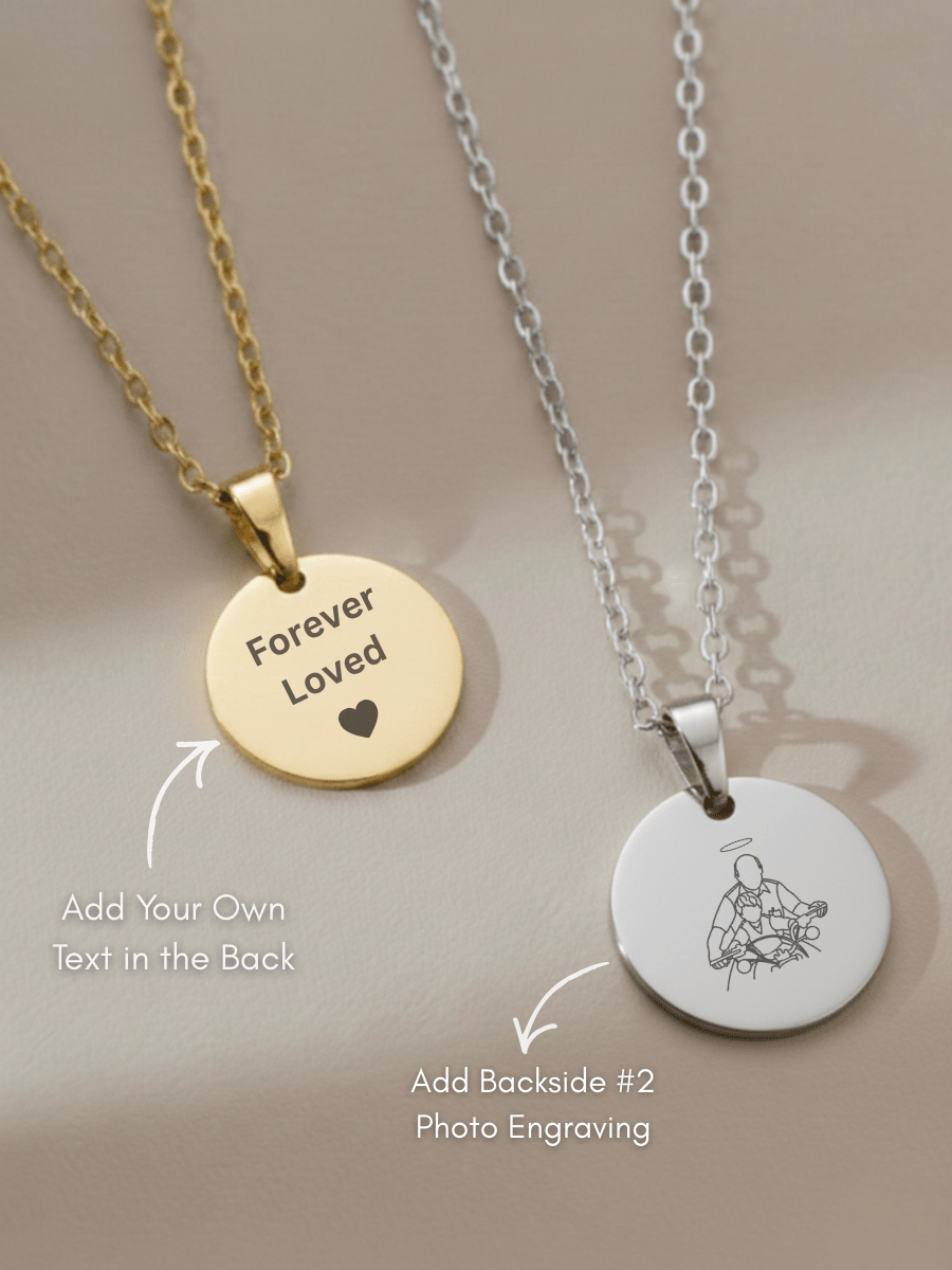 Memorial Custom Engraved Photo Circle Necklace
