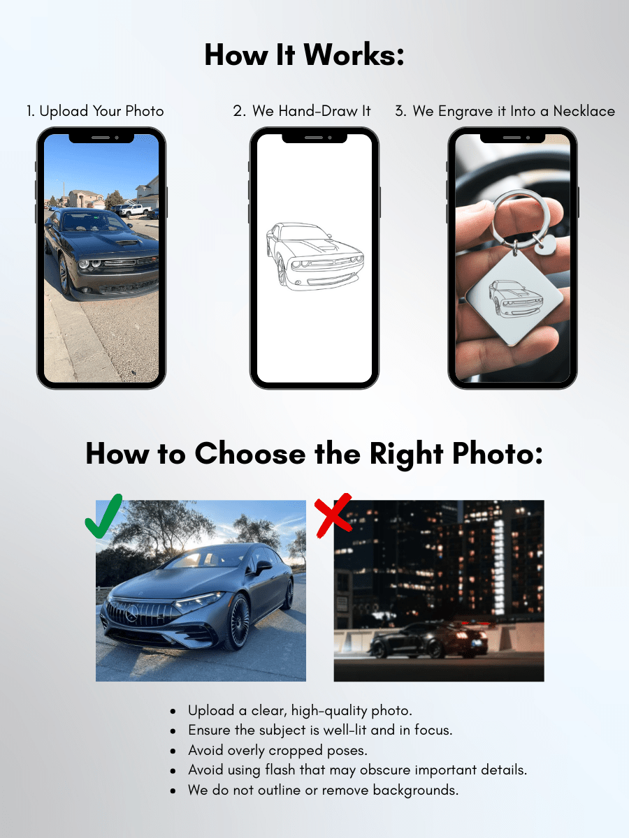 Automobile Custom Engraved Photo Keychain
