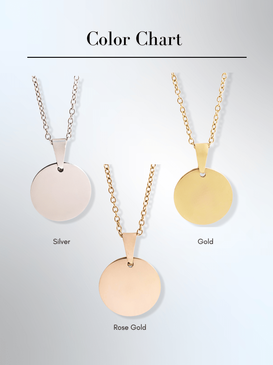Automobile Custom Engraved Photo Circle Necklace