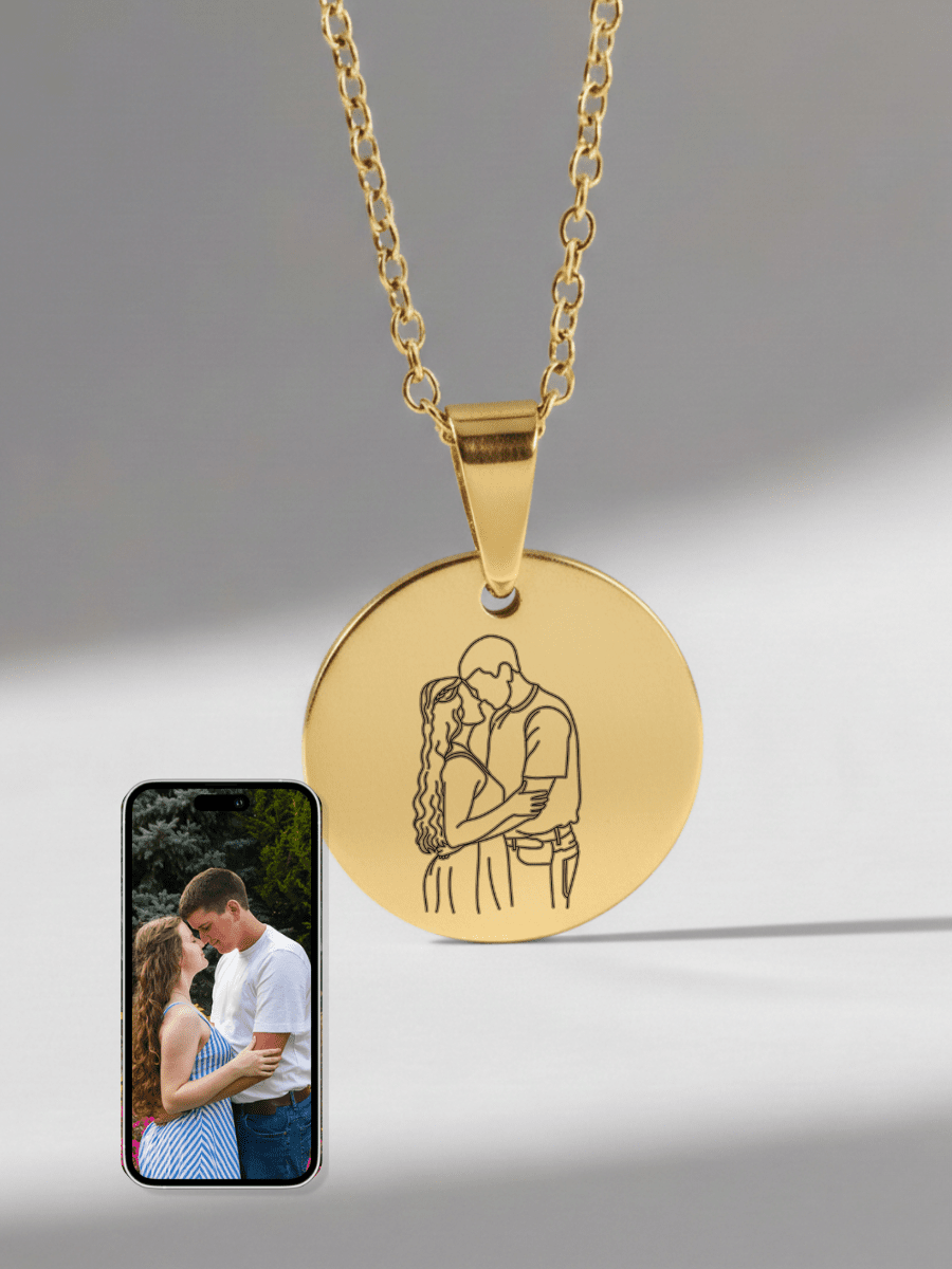 Soulmate Custom Engraved Photo Circle Necklace