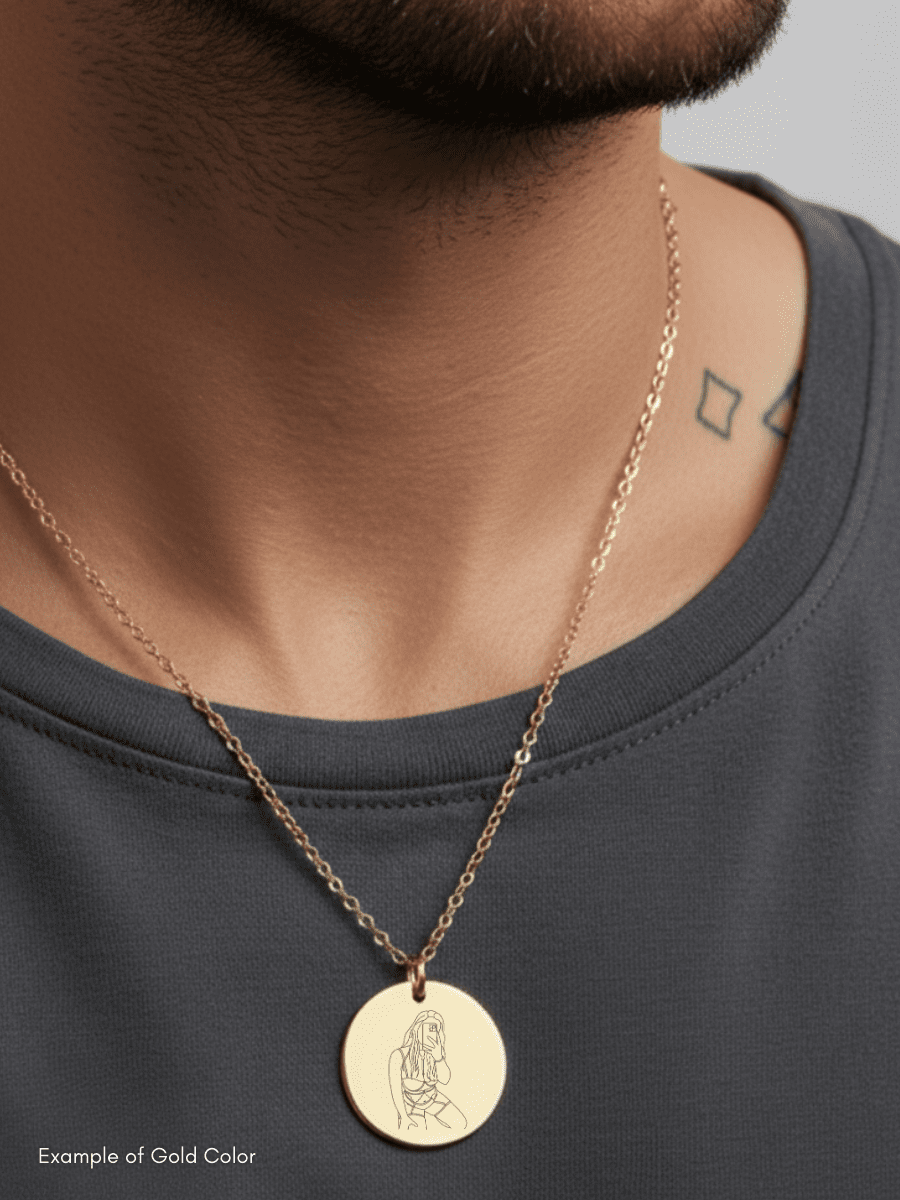 Spicy Custom Engraved Photo Circle Necklace