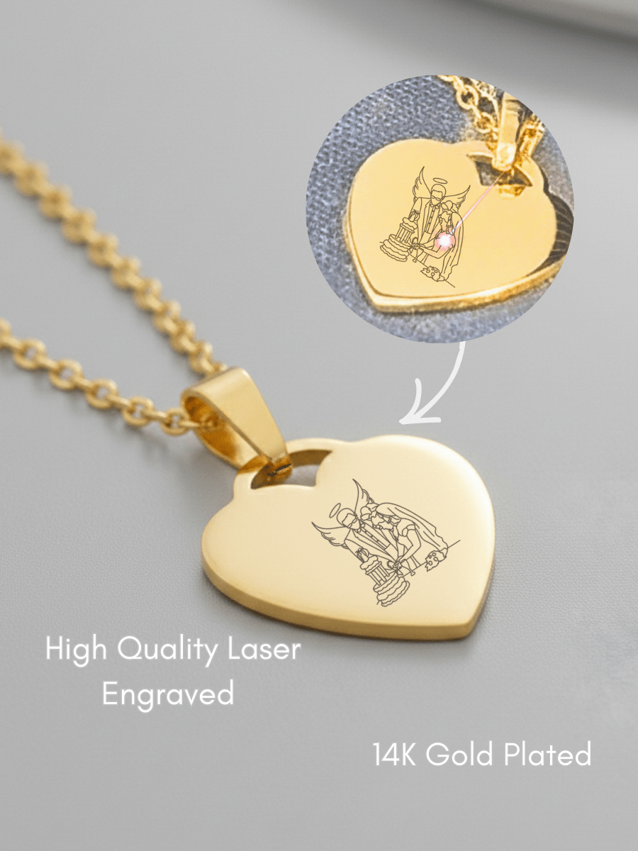 Memorial Custom Engraved Photo Heart Necklace