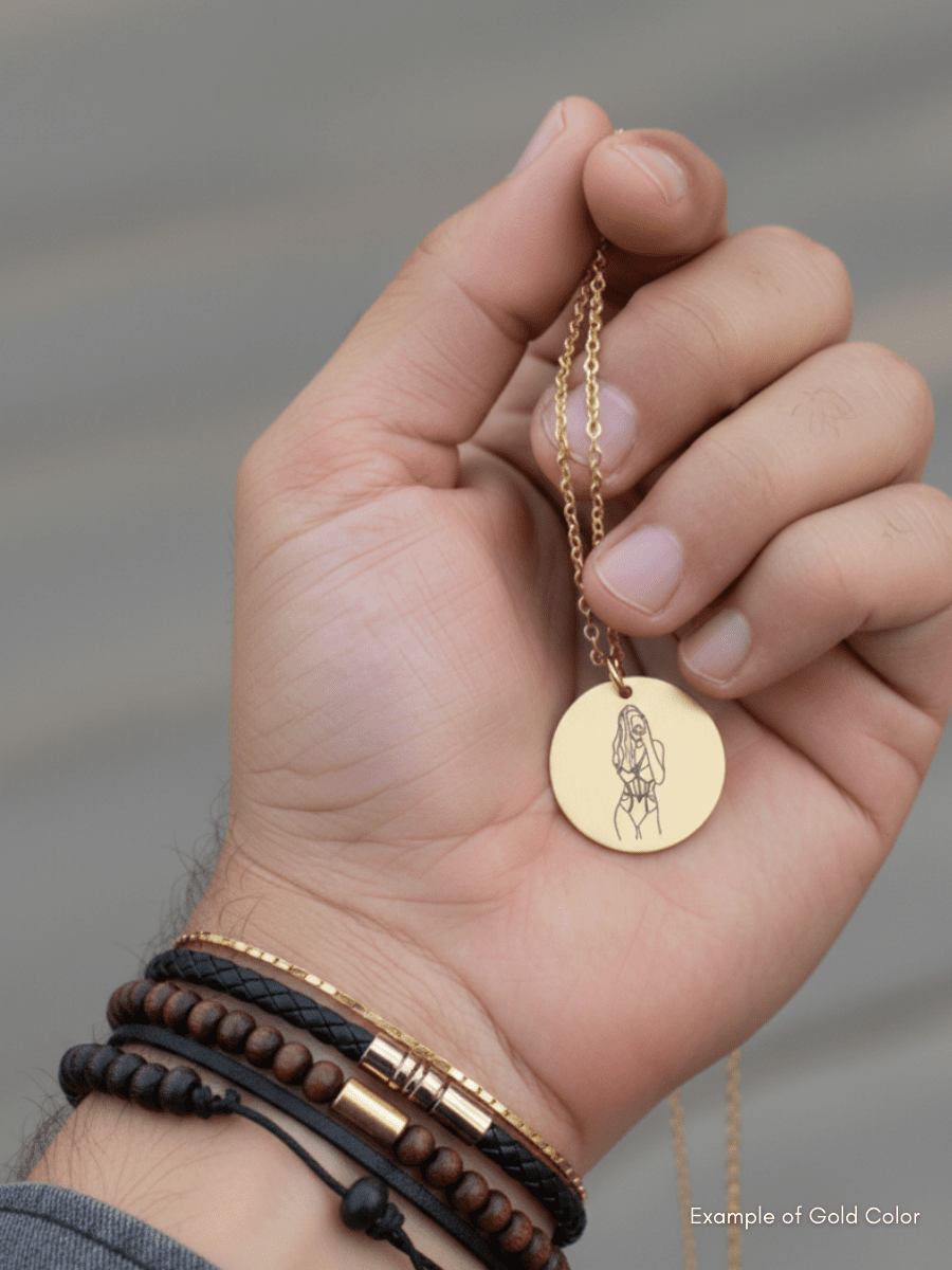 Spicy Custom Engraved Photo Circle Necklace