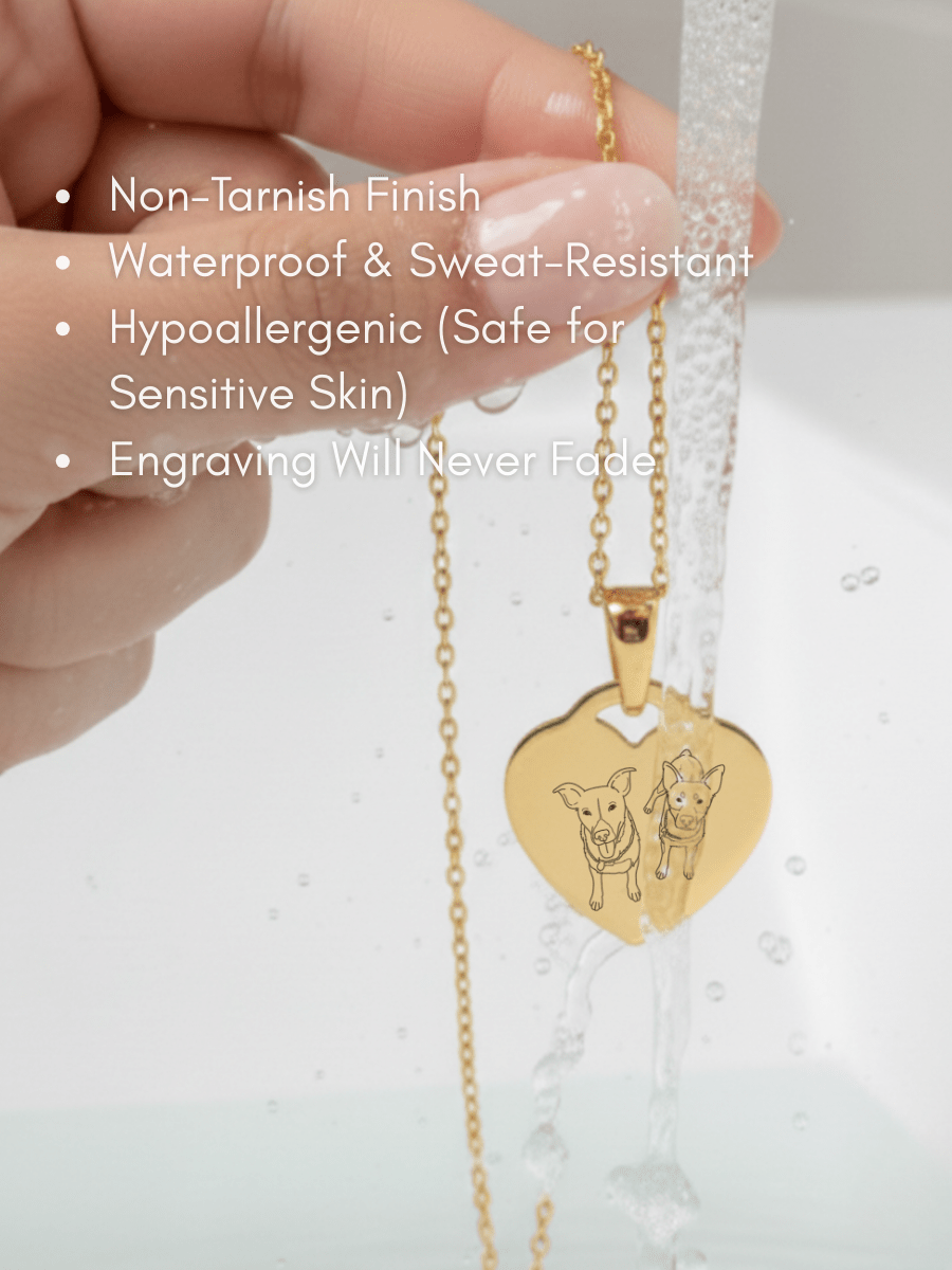 Pet Photo Engraved Heart Necklace