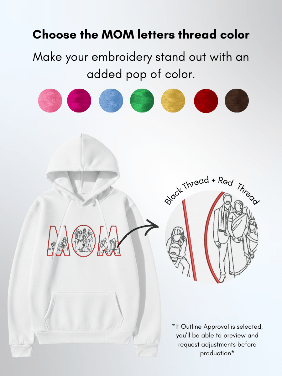 Mom Custom Embroidered Photo Hoodie