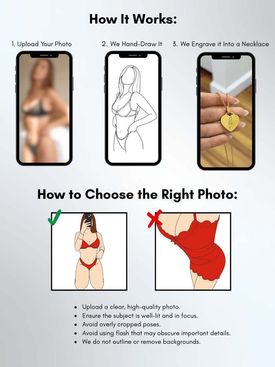 Spicy Custom Engraved Photo Heart Necklace